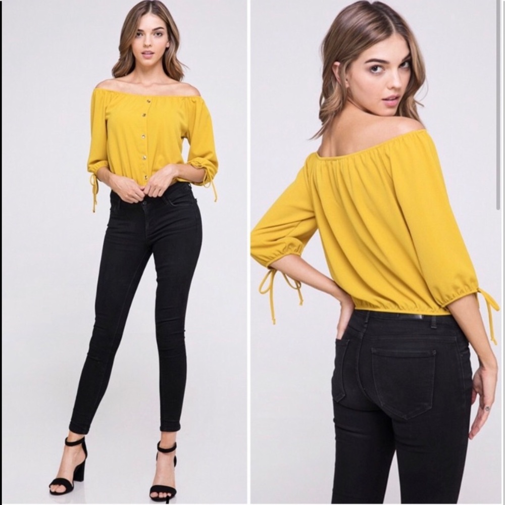 Yellow blouse semi crop